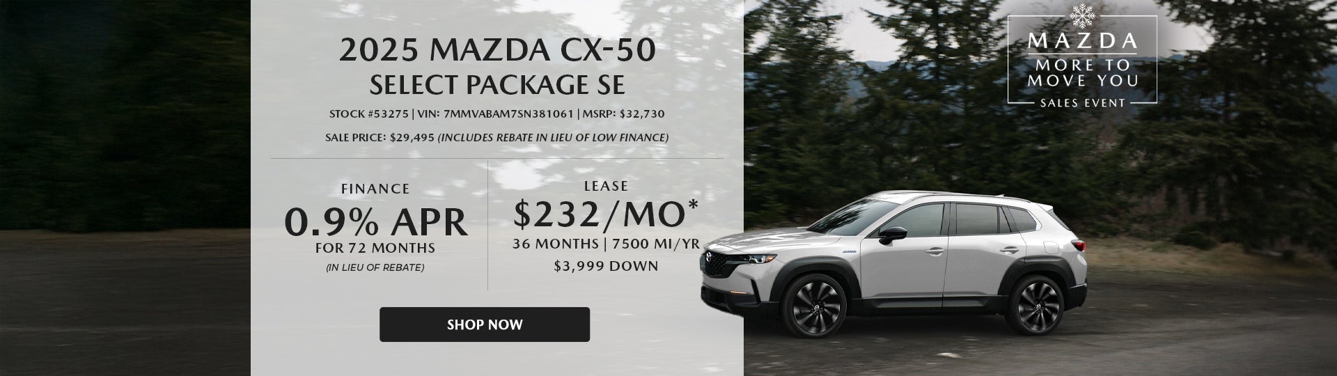 2025 Mazda CX-50 SELECT PACKAGE SE